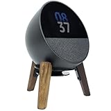 Alloery Desk Speaker Stand Compatible for Echo Spot and Homepod Mini Wooden Legs Stand Protect Mount Holder for All Suitable Sized Smart Speaker (Black Walnut)