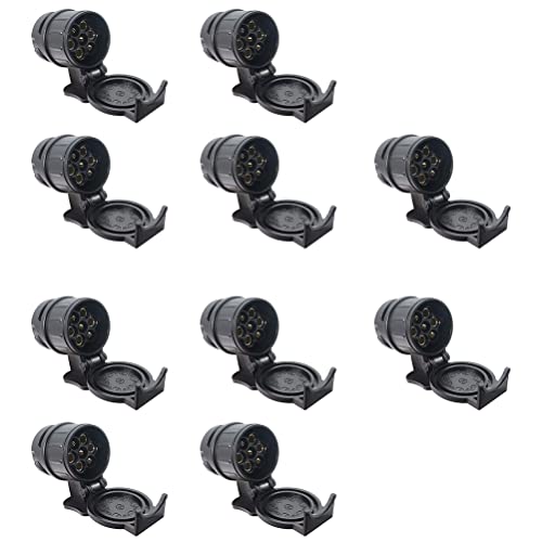 Begchy 10 Piezas 12V 7 Pin Car Euro Trailer Socket RV Power Cord Socket Conector a Prueba de Agua para RV Euro Truck
