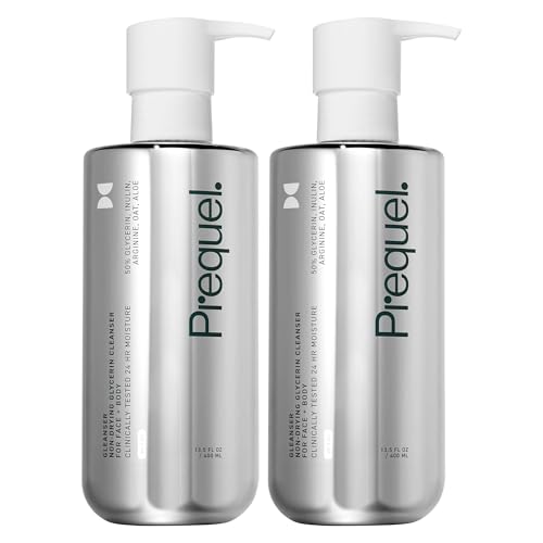 Prequel Skin Gleanser, Moisturizing Glycerin Face Wash, Unscented Sensitive and Dry Skin Face Wash Pump Bottles (Pack of 2)