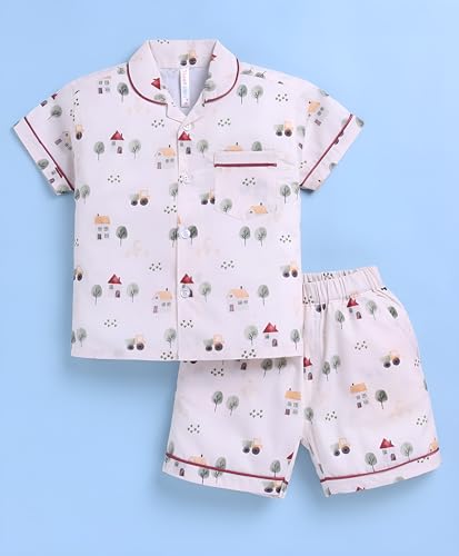 Image of Toonyport Kids Cotton Print Pyjama Set, Short Sleeve Shirt with Shorts