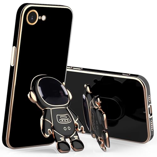 Coque iPhone 16 antichoc avec support astronaute noir en silicone souple