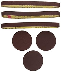 Scheppach Schleifpapier Schleifband Set | 12 tlg. Zubehör | für Bandschleifer -& Tellerschleifer BTS700 | je 3 x Schleifpapier Körnung 80/120 / 180 | je 1 x Schleifband Körnung 60/100 / 180