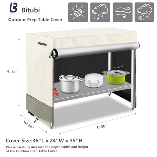 Bitubi Capa para Mesa de Preparação Externa de 36 Polegadas com Zíper Dividido, Capa para Mesa de Pr