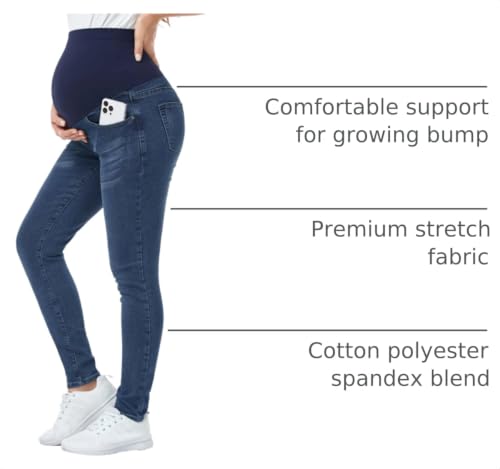 Image of PACBREEZE Women's Maternity Jeans Over Belly Skinny Stretchy Denim Pants Comfy Slim Pregnancy Pants