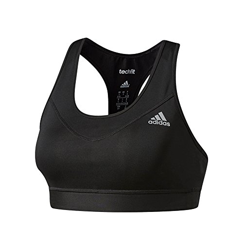 adidas Women's Techfit Bra, Black/Matte Silver, Large