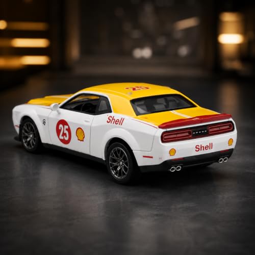 Image of Wizplex CCA 2022 Dodge Challenger SRT Jailbreak Shell 1:64 Officially Licensed Premium Die Cast Car in Acrylic Display Case - Openable Doors, Collectible Muscle Coupe for Collectors & Kids 3+