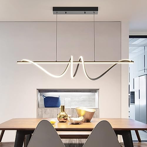 Mikeru 100CM Modern Spiral Pendant Lighting, Black Kitchen Island Lights...