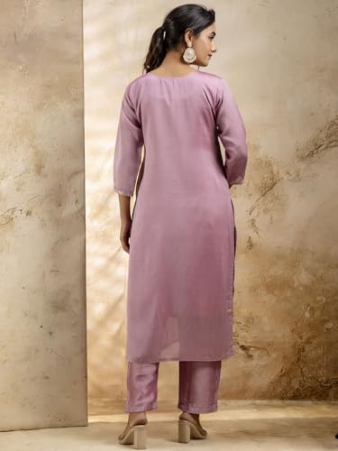 Image of VredeVogel Women's Silk Blend Embroidered Kurta with Pant & Dupatta Set | Modern & Traditional Blend Ethnic Wear | Festive & Casual Outfit