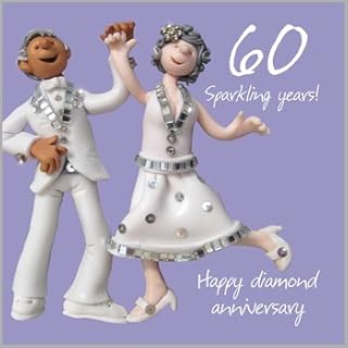 Holy Mackerel 60th (diamond) wedding anniversary card designed by Erica Sturla, for grandparents, parents, friends etc. Card is 15cm square and blank inside for your own message