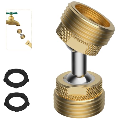 Image of Swivel All-Metal Garden Hose Adapter, 3 /4 inch GHT Hose Protector, Male to Male