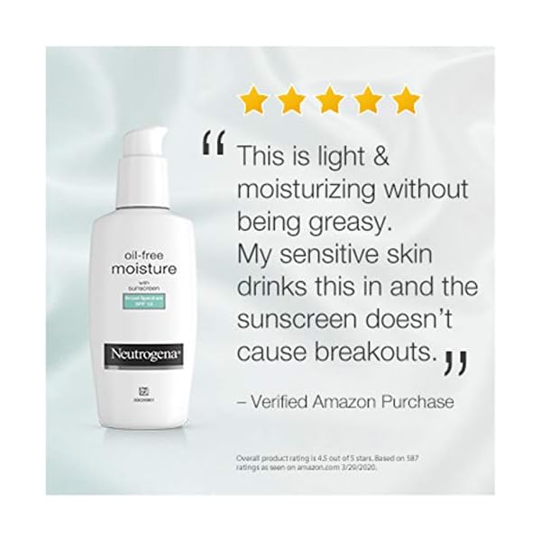 Neutrogena Oil Free Daily Long Lasting Facial Moisturizer & Neck Cream - Non Greasy, Oil Free Moisturizer Won't Clog Pores - SPF 15 Sunscreen & Glycerin, 4 fl. oz