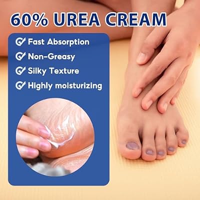 60% Urea plus 2% Salicylic Acid Foot Cream, Intense Hydration for Dry Cracked Feet Hands and Unisex Whole Body Lotion Moisturizer Hydrate & Nourish Foot Care for Softens Skin Exfoliates Dead Skin