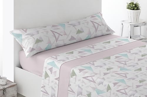 Cabello Textil Hogar Juego de sábanas Estampadas - Disponibles en 3 y 4 Piezas - Varios tamaños, diseños y Colores - Microfibra Transpirable Extra Suave (Arbec Rosa, Cama de 150 cm (150x190/200cm))