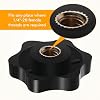 Zhengmy 30 Pcs Female Threaded Knob Black Plastic Head Thru Star Nuts Clamping(6 Star,1/4-20)