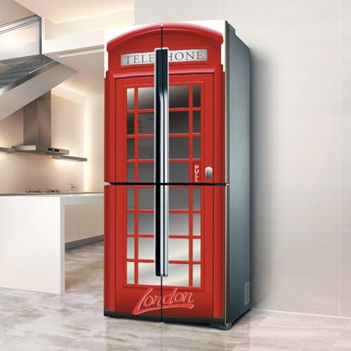 Pegatinas para frigorífico, pegatinas para nevera, puertas de cobertura completa, cubiertas de frigorífico, decoración, pieles de congelador, pegatinas de pared para la cocina, celda telefónica retro