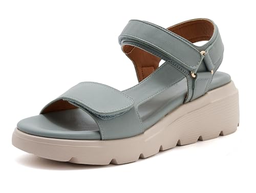 Trcloltc Women's Comfortable Walking Sandal Lightweight Cushioned Hiking Sandals Platform Shoes for Women Slingback Woven With Straps Sandals Light blue 4.5