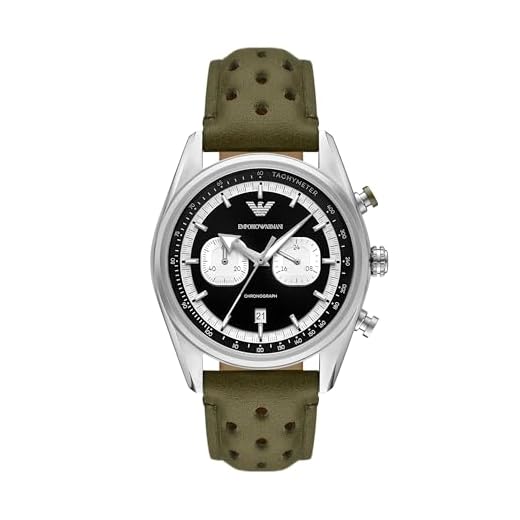 Emporio Armani Relógio masculino cronógrafo de couro verde (modelo: AR11709)