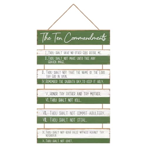 Christian Wall Art Ten Commandments Hanging Sign Bible Verse Home Decor