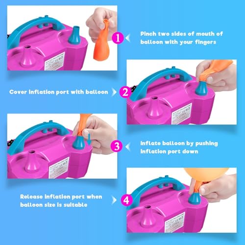 Electric Balloon Pump, Portable Electric Air Balloon Pump Dual Nozzle Air Blower Pump 110V 600W Rose Red Balloon Inflator for for Party Decorations by Generic - Image 3