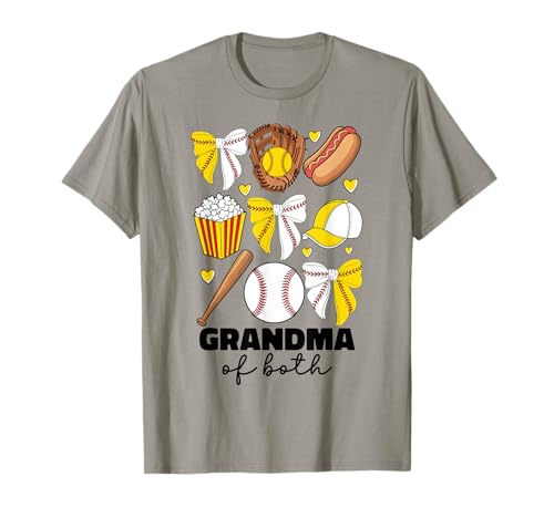 Grandma Of Both Baseball And Softball Grandma Coquette Bow T-Shirt