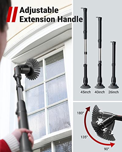 Vaclife Cordless Electric Spin Scrubber - Shower Scrubber For Cleaning, Tub Scrubber Coming With 4 Replaceable Brush Heads, Adjustable Electric Cleaning Brush With Long Handle, Black (Vl703) #TOP2