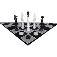 MEGACHESS Giant Chess Set - 49 Inch Tall King with Giant Checkers Set and Giant Quick Fold Chess Mat