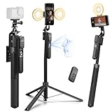 Base Stable et Télécommande Bluetooth: Avec une envergure de base de 43cm, ce perche selfie de suivi AI assure une stabilité maximale pendant le tournage. Construction en alliage aluminium et ABS pour une durabilité exceptionnelle. La télécommande Bluetooth rechargeable contrôle photo/vidéo à 10m, même les likes TikTok!(sur iPhone : activer « Zoom » dans les paramètres système)