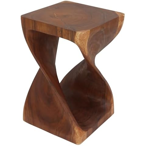 Haussmann® Wood Twist End Table 15 x 15 x 23 inch High Cherry Oil Cover