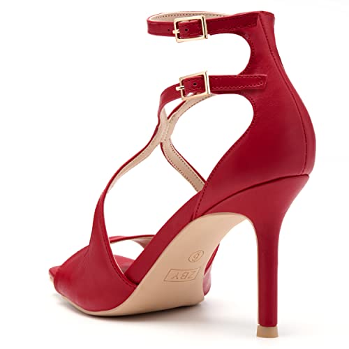 Coutgo Women High Heeled Sandals Square Open Toe Cross Strap Ankle Strap D'orsay Stiletto Dress Wedding Pumps #TOP3