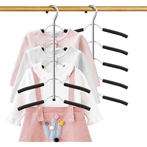 ZriEy Coat Hangers 2pcs Kids Hangers, 5 In 1 Hangers For Clothes,2 * 5 Layers Coat Hangers Metal Sponge Space Saver With Multilayer Eva Sponge For Children's Jacket Coat Sweater Trousers Shirt Cover