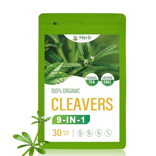 HerbOLITHIC Cleavers Herb Lymphatic Drainage Organic Tea Bag 9-in-1 Herbal Tea for Detox Cleanse & Immune Support with Dandelion Burdock Root Extract. Ultra-concentrated Caffeine Free-30 Bags