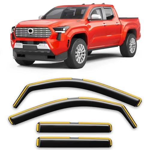 CZShiYue in-Channel Window Rain Guards Fit for 2024 2025 2026 Toyota Tacoma Double Cab with 4 Full-Size Doors Truck Extra Durable Deflectors Window Vent Visors Shades Exterior Car Accessories