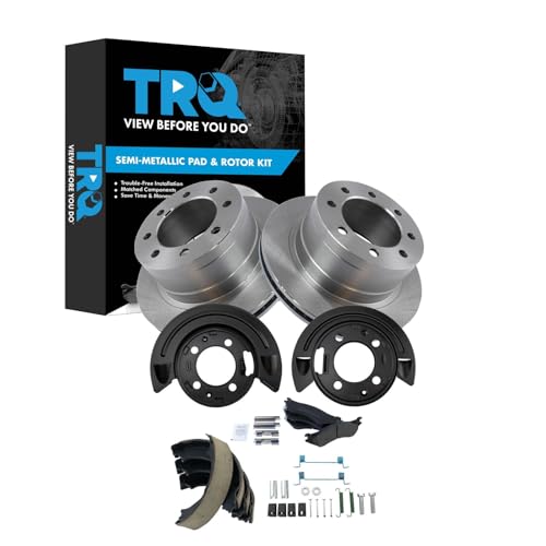 Image of TRQ Rear Brake Pad & Rotor Kit Semi-Metallic Driver & Passenger Side Compatible with 2003-2005 Dodge Ram 2500 Ram 3500