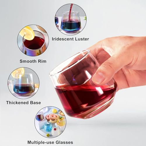 hosck Stemless Wine Glasses Set of 4, 10oz Iridescent Wine Glass Cup for Party, Stylish Champagne Glass, Glass Cups for Red Wine, Champagne, Cocktail, Ideal Gifts for Women, Men and Wine Enthusiast by hosck - Image 4