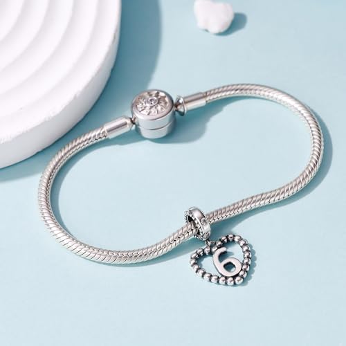 Image of 925 Sterling Silver Number Charm fits Pandora, Gift for Women