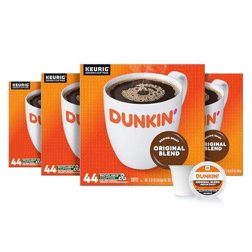 Image of Dunkin' Original Blend Medium Roast Coffee, Keurig K-Cup Pods, 176 Count | 4 boxes of 44 single serve coffee pods each, Rich & smooth flavor, Made with arabica coffee, Shelf stable, SNAP EBT eligible