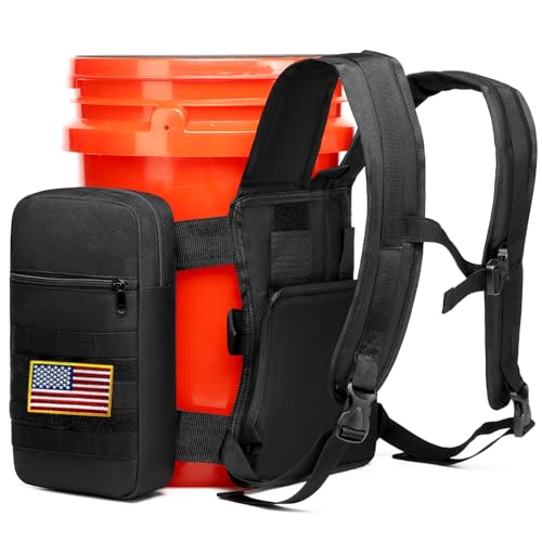 XINTREY Utility Bucket Backpack 6 Gallon Bucket Backpack Strap for Fishing, Hunting, Apple Picking (Backpack only) Black