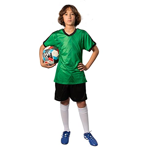 Pairformance Boys' Soccer Jerseys Sports Team Training Uniform Age 6-12 Boys-Girls Youth Shirts And Shorts Set Indoor Soccer. (Large, Green) S8-Green-L #TOP1