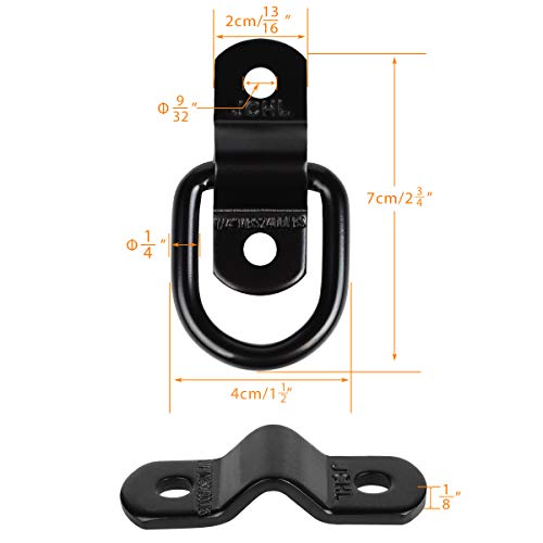 Jchl D Rings Tie Down Anchors Hooks For Trailer Truck Bed Bracket Enclosed Points Pickup Camper Surface Mount D-Ring Heavy Duty 1/4" 2400 Pound Capacity (10-Pack) #TOP1