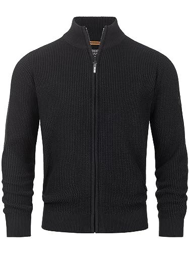 Indicode Herren INLayton Strickjacke mit Stehkragen und Reißverschluss | Cardigan Feinstrickjacke für Männer Black, XL Indicode Herren INLayton Strickjacke mit Stehkragen und Reißverschluss | Cardigan Feinstrickjacke für Männer Black, XL