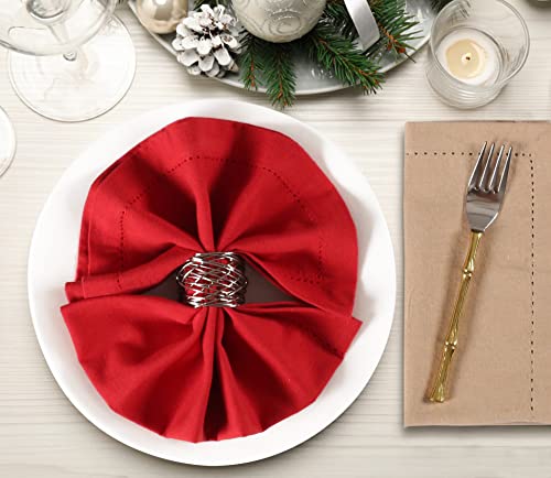 Lfh Home Hemstitched Cloth Dinner Napkins 18X18 Inch Set Of 12 - Reusable 100% Cotton Machine Washable Cocktail Napkins With Metered Corner For Daily, Party, Wedding, Bar Use - Multi Colors #TOP4