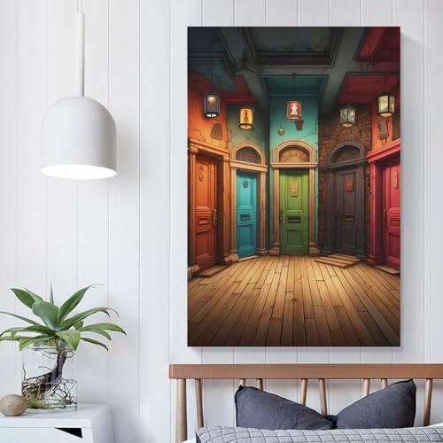 Cuadros modernos de lienzo con puertas abstractas para salones y dormitorios 5