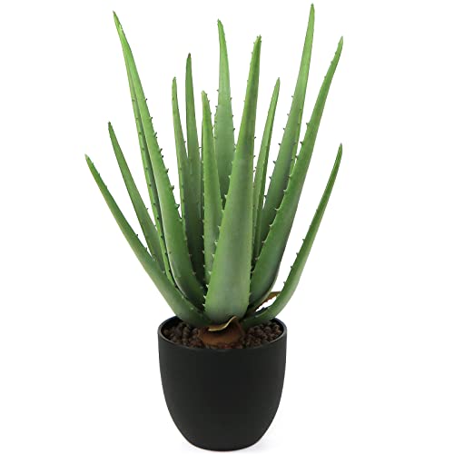 Ollain Artificial Plant 15" Fake Aloe Faux Silk Plants Green Fake Succulent Potted For Bathroom Shelf Decor Desk Plant Home Office Decor #TOP10