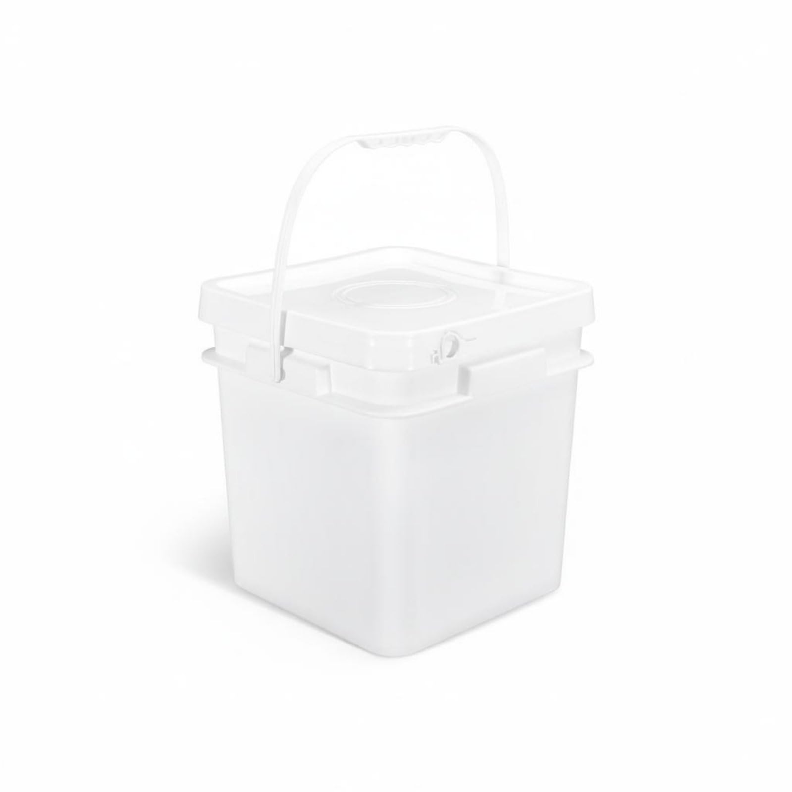 Ronyme Square Bucket Storage Container Food Pail Thickened Wall Lid Secure Sealing Stackable PP Material Suitable for Industrial Storage Pantry Garage Organization, White, 16L