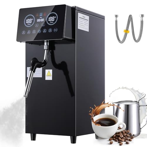 TERUISI Commercial Milk Frother, 1800W Automatic Steam Machine, 6L/1.6Gal Electric Coffee Milk Foamer Stainless Steel Frother with LED Display & Adjustable Temperature for Café Shop Hotel