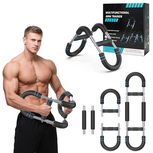 Power Twister Arm Trainer, 2026 New 40-100lb Adjustable Chest Workout Equipment, Portable Full Body Fitness Bar for Home Gym, Arm Trainer for Men, Detachable Spring Resistance Home Fitness Equipment
