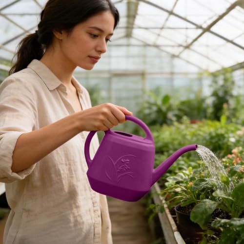 Image of Plastic Watering Can - 1 /2 Gallon - Rose Red