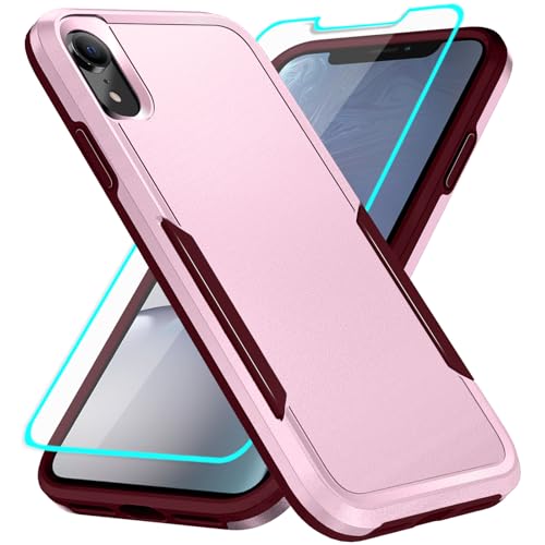 IXJYLCPC for iPhone XR Phone Case with Screen Protection: Heavy Duty Protective Shockproof and Scratch Proof Cell Phone case for iPhone XR-Pink - image 1