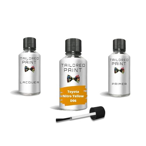 Tailored Paint Nitro Yellow D06 For Toyota 2000-Present Touch Up Paint Pen With Brush (Touch Up, Lacquer + Primer)