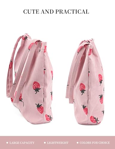 Image of Corduroy Tote Bag Cute Tote Bags for Women Shoulder Bag with Inner Pocket for Work Beach Travel and Shopping Grocery